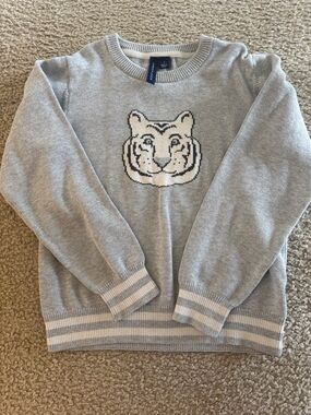Janie and Jack Light Gray Tiger Crewneck Sweater